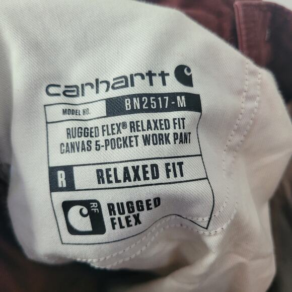 Carhartt Size 28x30 Rugged Flex Canvas Work Pants Dark Maroon Utility - Picture 7 of 9